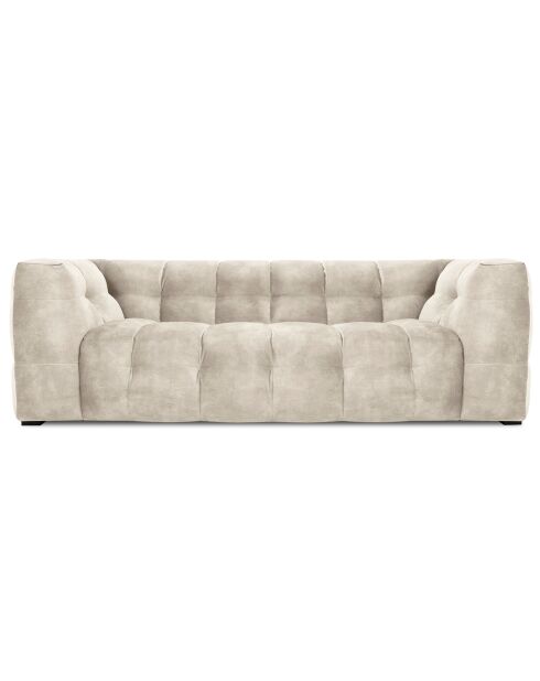 Canapé Velours 3 places Vesta beige - 236x102x68 cm