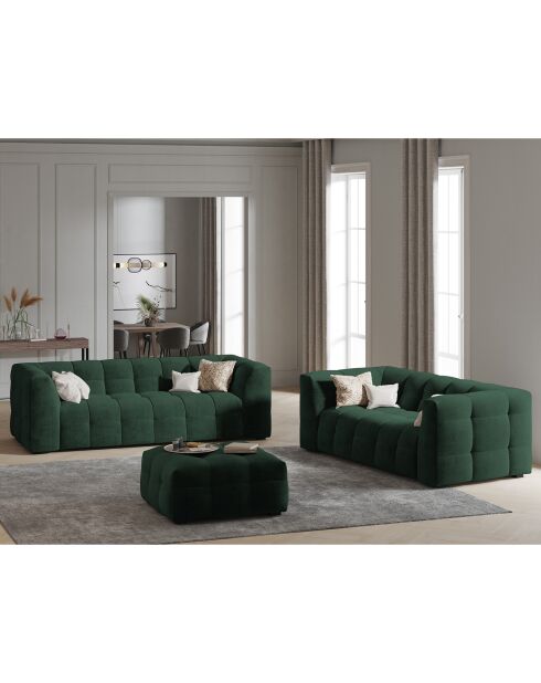 Canapé Velours 3 places Vesta vert bouteille - 236x102x68 cm