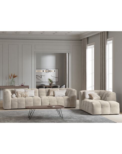 Canapé Velours 4 places Vesta beige - 280x102x68 cm