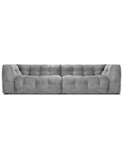 Canapé Velours 4 places Vesta gris - 280x102x68 cm