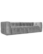 Canapé Velours 4 places Vesta gris - 280x102x68 cm