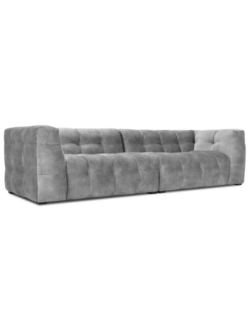 Canapé Velours 4 places Vesta gris - 280x102x68 cm