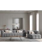 Canapé Velours 4 places Vesta gris - 280x102x68 cm
