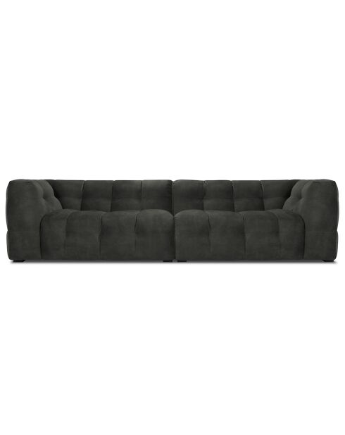 Canapé Velours 4 places Vesta gris foncé - 280x102x68 cm