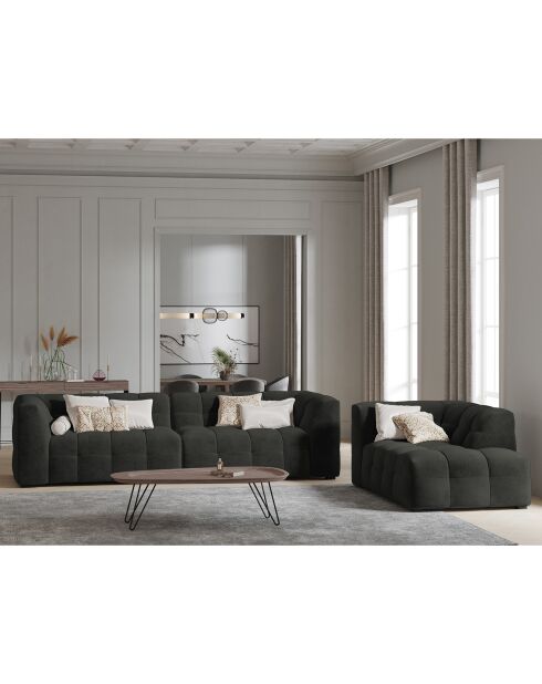 Canapé Velours 4 places Vesta gris foncé - 280x102x68 cm