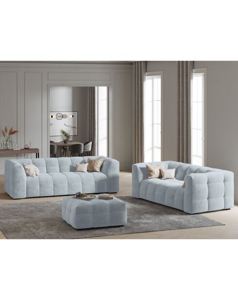 Pouf Velours Vesta bleu clair - 90x90x42 cm