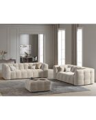 Pouf Velours Vesta beige - 90x90x42 cm