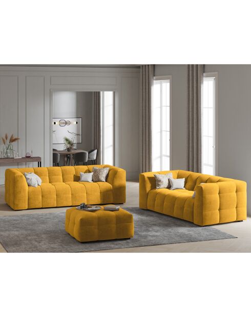 Pouf Velours Vesta jaune - 90x90x42 cm