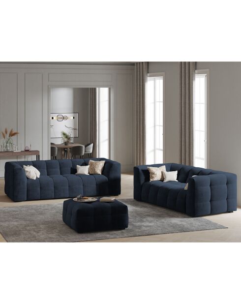 Pouf Velours Vesta bleu - 90x90x42 cm