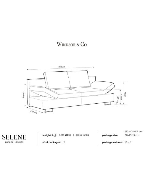 Canapé convertible avec coffre de rangement Selene beige - 210x100x86 cm