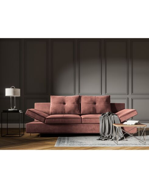 Canapé convertible avec coffre de rangement Selene rose foncé - 210x100x86 cm
