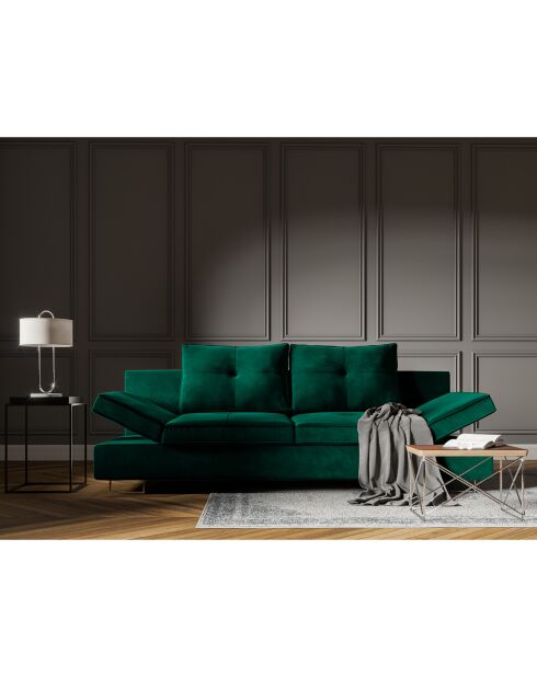 Canapé convertible avec coffre de rangement Selene vert bouteille - 210x100x86 cm