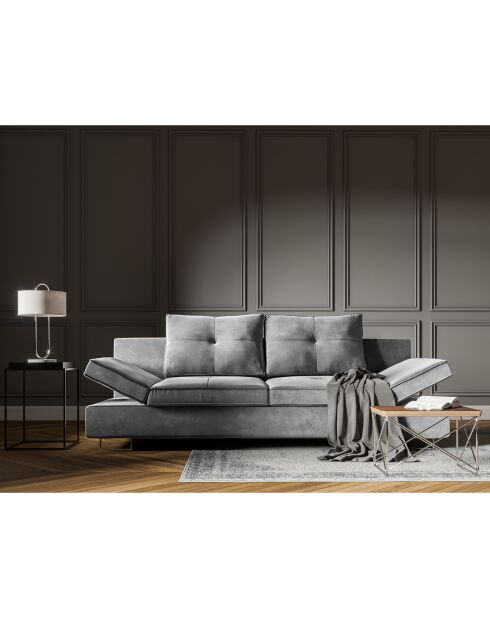 Canapé convertible avec coffre de rangement Selene gris clair - 210x100x86 cm
