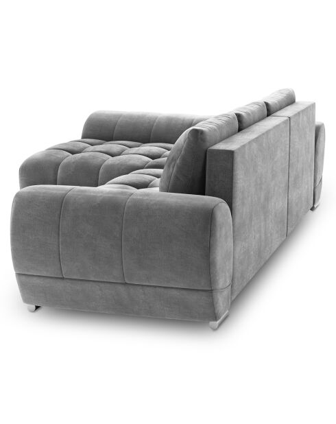 Canapé d'angle Gauche Velours convertible avec coffre de rangement Nuage gris - 285x192x92 cm