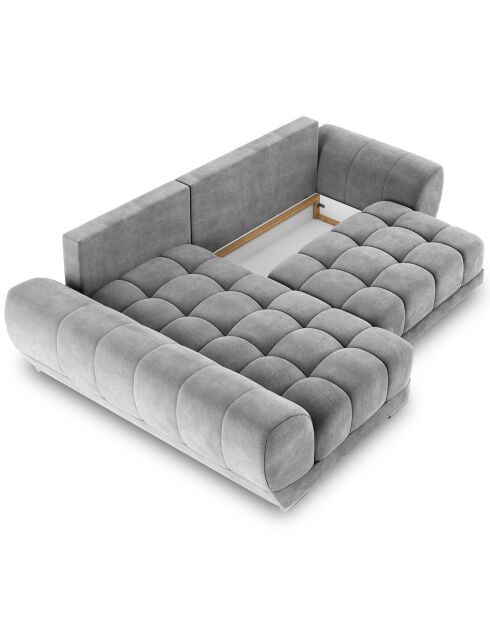 Canapé d'angle Gauche Velours convertible avec coffre de rangement Nuage gris - 285x192x92 cm