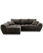 Canapé d'angle Gauche Velours convertible avec coffre de rangement Nuage marron foncé - 285x192x92 cm