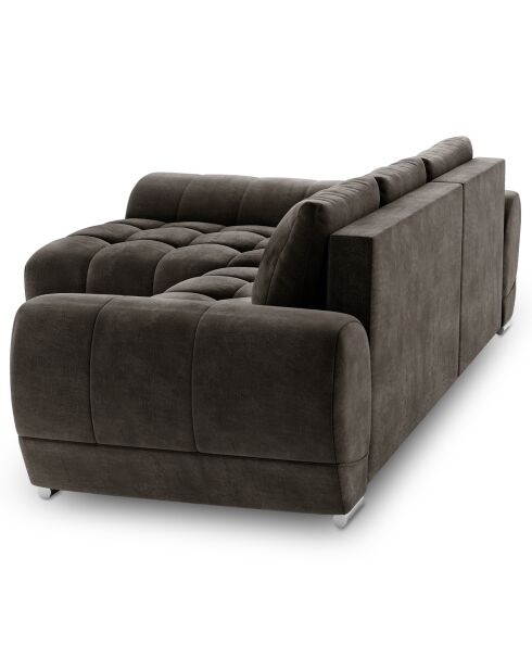 Canapé d'angle Gauche Velours convertible avec coffre de rangement Nuage marron foncé - 285x192x92 cm