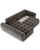 Canapé d'angle Gauche Velours convertible avec coffre de rangement Nuage marron foncé - 285x192x92 cm