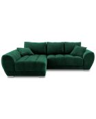 Canapé d'angle Gauche Velours convertible avec coffre de rangement Nuage vert bouteille - 285x192x92 cm