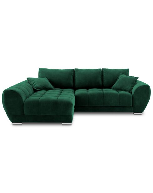 Canapé d'angle Gauche Velours convertible avec coffre de rangement Nuage vert bouteille - 285x192x92 cm
