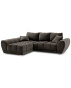 Canapé d'angle Gauche Velours convertible avec coffre de rangement Nuage marron foncé - 285x192x92 cm