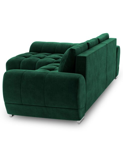 Canapé d'angle Gauche Velours convertible avec coffre de rangement Nuage vert bouteille - 285x192x92 cm