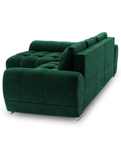 Canapé d'angle Gauche Velours convertible avec coffre de rangement Nuage vert bouteille - 285x192x92 cm