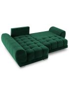 Canapé d'angle Gauche Velours convertible avec coffre de rangement Nuage vert bouteille - 285x192x92 cm
