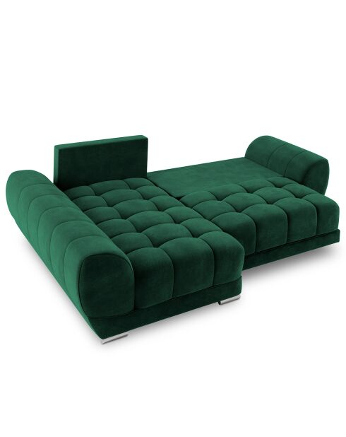 Canapé d'angle Gauche Velours convertible avec coffre de rangement Nuage vert bouteille - 285x192x92 cm