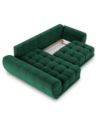 Canapé d'angle Gauche Velours convertible avec coffre de rangement Nuage vert bouteille - 285x192x92 cm