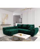Canapé d'angle Gauche Velours convertible avec coffre de rangement Nuage vert bouteille - 285x192x92 cm