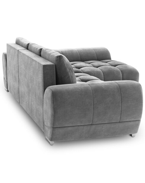 Canapé d'angle droit Velours convertible avec coffre de rangement Nuage gris - 285x192x92 cm