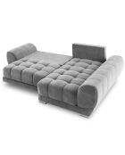 Canapé d'angle droit Velours convertible avec coffre de rangement Nuage gris - 285x192x92 cm