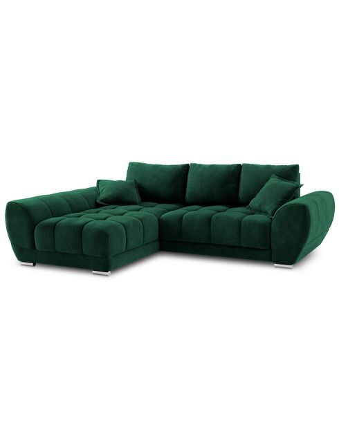 Canapé d'angle Gauche Velours convertible avec coffre de rangement Nuage vert bouteille - 285x192x92 cm