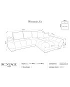 Canapé d'angle droit Velours convertible avec coffre de rangement Nuage gris - 285x192x92 cm