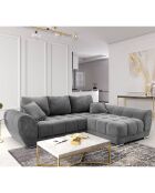 Canapé d'angle droit Velours convertible avec coffre de rangement Nuage gris - 285x192x92 cm