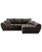 Canapé d'angle droit Velours convertible avec coffre de rangement Nuage marron foncé - 285x192x92 cm