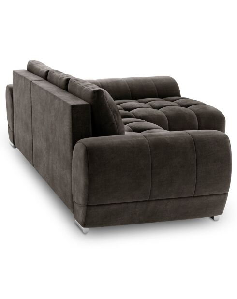 Canapé d'angle droit Velours convertible avec coffre de rangement Nuage marron foncé - 285x192x92 cm