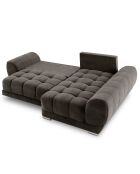 Canapé d'angle droit Velours convertible avec coffre de rangement Nuage marron foncé - 285x192x92 cm