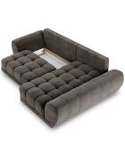 Canapé d'angle droit Velours convertible avec coffre de rangement Nuage marron foncé - 285x192x92 cm