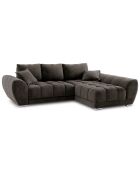 Canapé d'angle droit Velours convertible avec coffre de rangement Nuage marron foncé - 285x192x92 cm