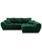 Canapé d'angle droit Velours convertible avec coffre de rangement Nuage vert bouteille - 285x192x92 cm