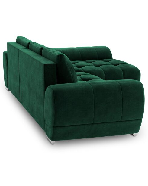 Canapé d'angle droit Velours convertible avec coffre de rangement Nuage vert bouteille - 285x192x92 cm