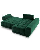 Canapé d'angle droit Velours convertible avec coffre de rangement Nuage vert bouteille - 285x192x92 cm