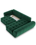 Canapé d'angle droit Velours convertible avec coffre de rangement Nuage vert bouteille - 285x192x92 cm