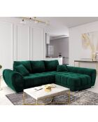 Canapé d'angle droit Velours convertible avec coffre de rangement Nuage vert bouteille - 285x192x92 cm