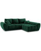 Canapé d'angle droit Velours convertible avec coffre de rangement Nuage vert bouteille - 285x192x92 cm