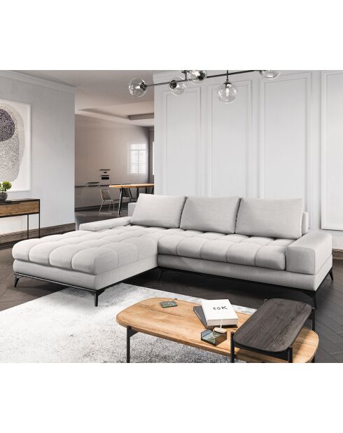 Canapé d'angle Gauche convertible avec coffre de rangement Deneb gris clair - 315x212x87 cm