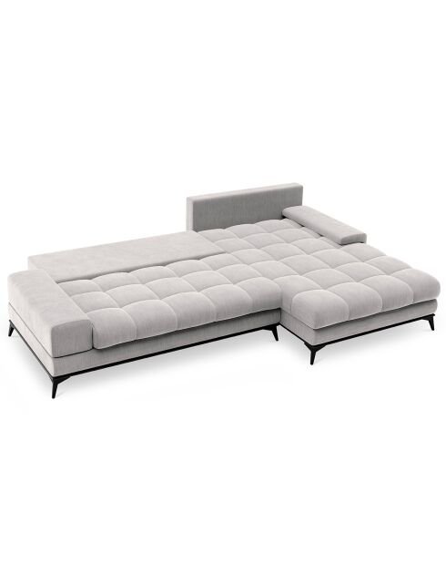 Canapé d'angle droit convertible avec coffre de rangement Deneb gris clair - 315x212x87 cm