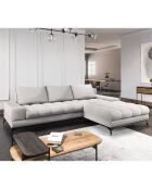 Canapé d'angle droit convertible avec coffre de rangement Deneb gris clair - 315x212x87 cm